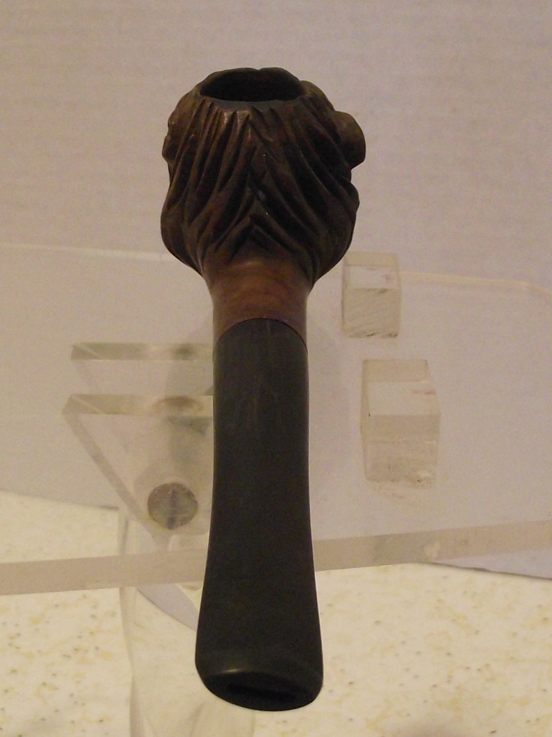 Vintage 1920\u2019s-30\u2019s Hand Cut Briar Full Male Lion\u2019s Head Wood NOS Pipe Tobacciana Collectible Smoking Memorabilia Hipster Cottage Chic Folk