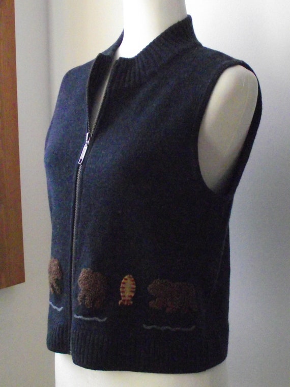 Woolrich Indigo Blue Gray Wool Knit Sweater Vest S