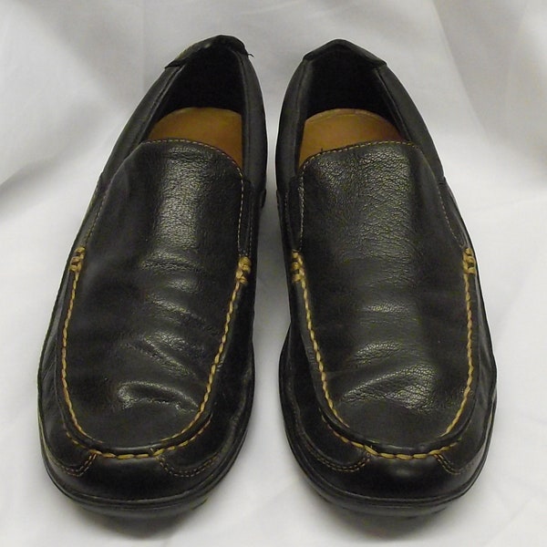 Men’s Cole Haan Black Brown Slip On Loafer Shoe Sz 8.5 Comfortable Rustic Cabin Casual Living Trendy Chic Style Boho Gypsy Preppy Urban Life