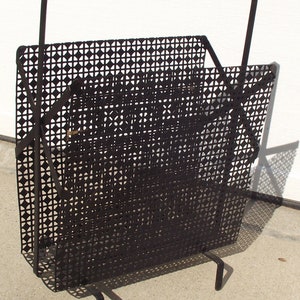 Black Iron Diamond Geometric Pattern Footed Magazine Rack MCM Home Décor Up Cycle Craft Storage Trendy Metro Urban Eclectic Furnishings image 6