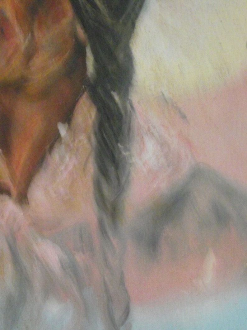 Native American Old Crone Wise Women Oil Painting LMS Curdy Acrylic Canvass Indigenous 1st