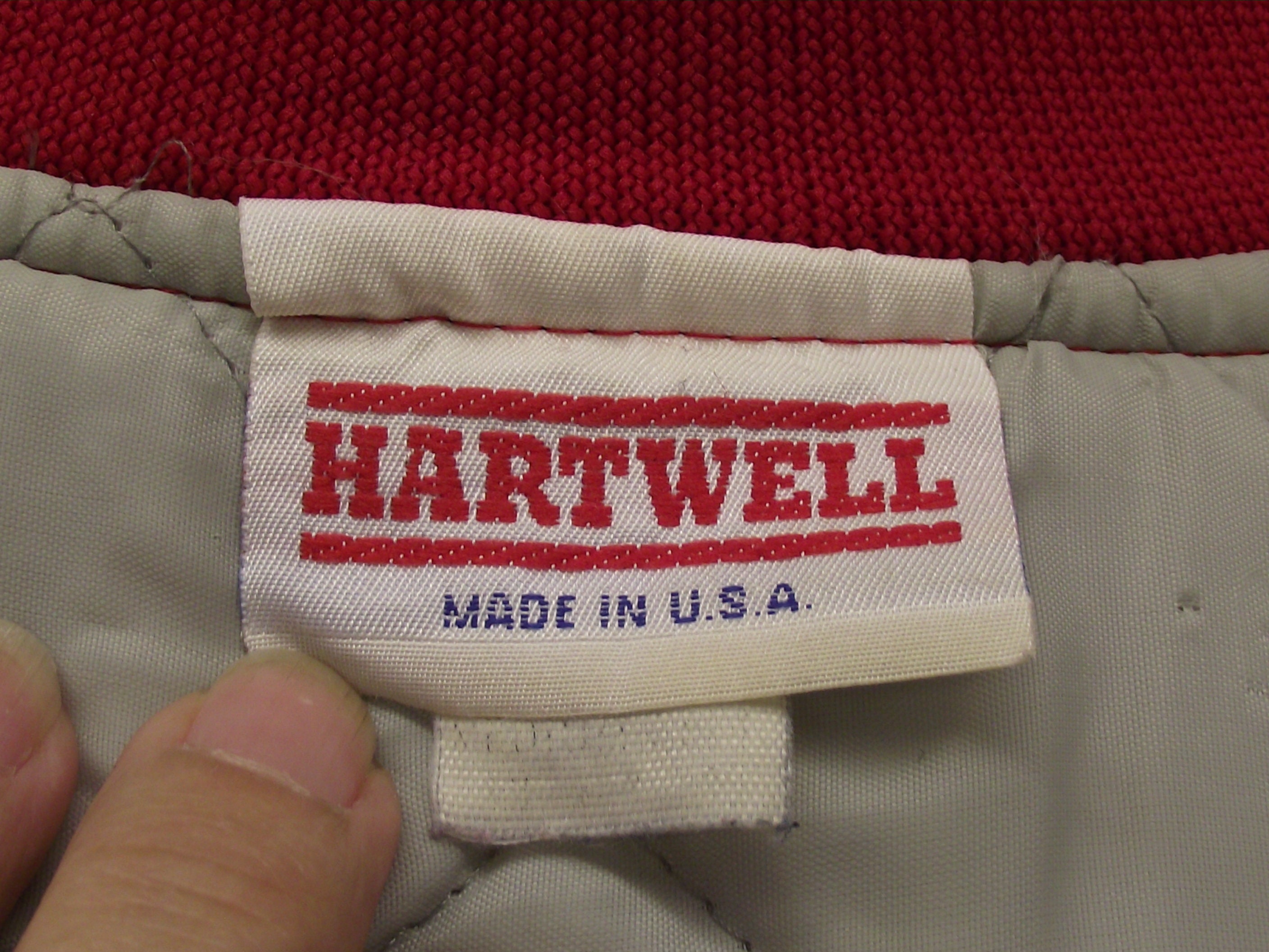 1980-90's Red White Nylon Hartwell Varsity Sports Jacket