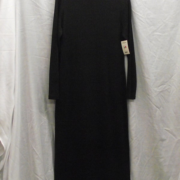 Black Maxi Orlandi Long Sleeve Dress Women’s Small Mock Turtleneck Body Hugging Pencil Skirt Perfect Little Black Dress Knitted Acrylic Yarn
