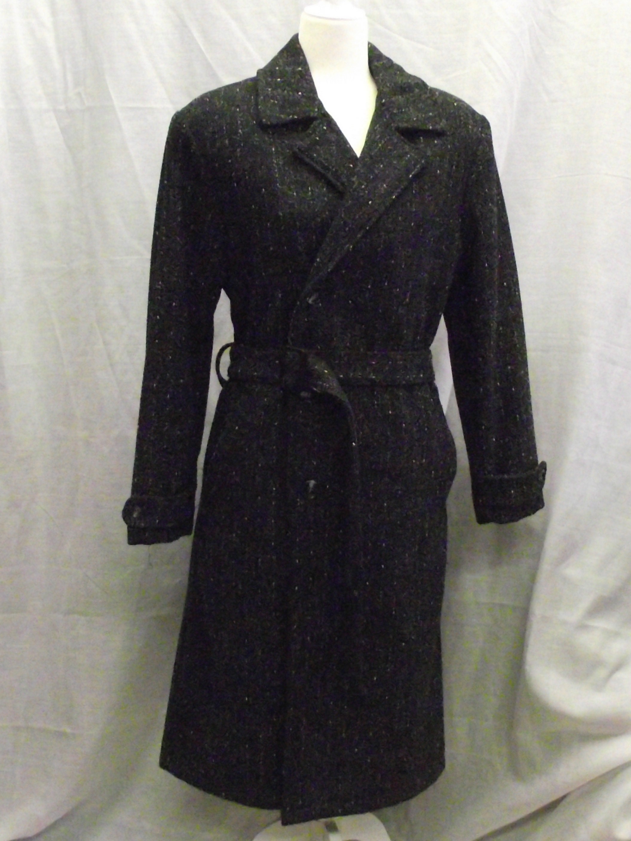 Long Charcoal Wool Trench Coat Womens Sz S/6 Rayon Lining | Etsy