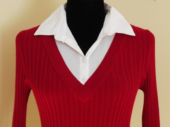 white and red sweater