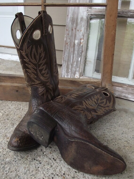 Dan Post Finger Hole Shaft Dark Brown Cowboy Boot… - image 7
