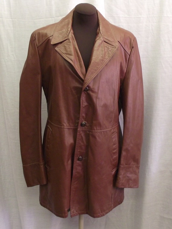 Reed Dark Burgundy Wine Leather Coat Zip In Liner Fla… - Gem