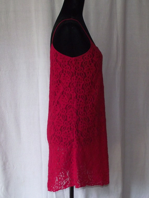 Lipstick Red Lace Short Nightgown Sz M Camisole S… - image 5
