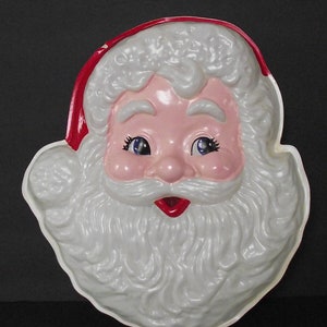 MCM Blow Mold Flat Back Light Up Santa Christmas Decoration Festive Lights Childhood Memory Holiday Kitschy Craze Window/Door Hanging