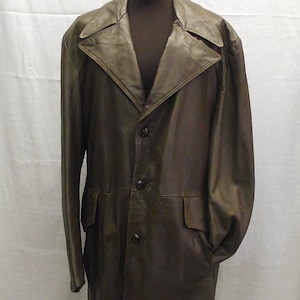 1960’s Men’s Reed’s Blazer Style Rusty Chocolate Brown Leather Jacket Sz 48 Fully Lined Overcoat MCM Mod Traditional Retro Gift Cosplay