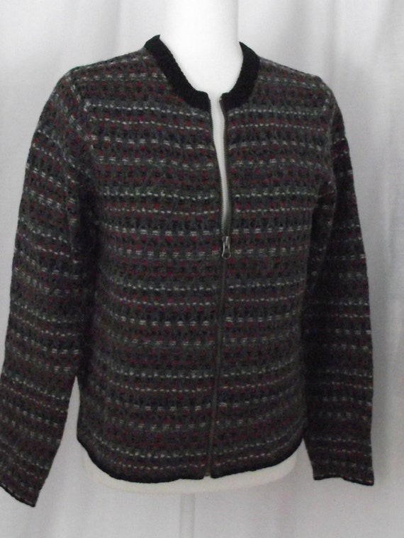 Woolrich Zip Front Cardigan Sweater Sz L/12-14 Gr… - image 10