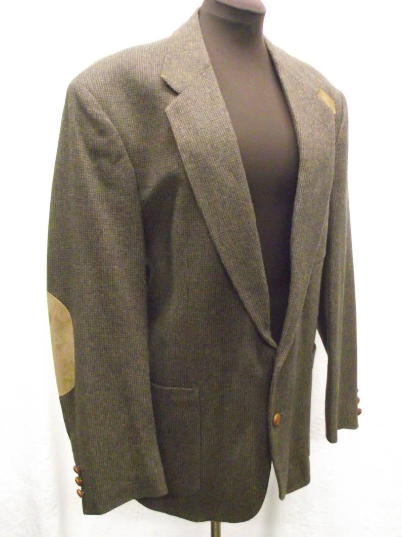 CC Hughes Wool Tweed Jacket Sports Coat Leather Elbow Pads Etsy