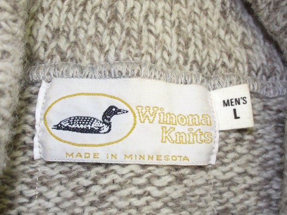 Winona Knits Tan/white Herringbone Sweater Men's Sz L Fold