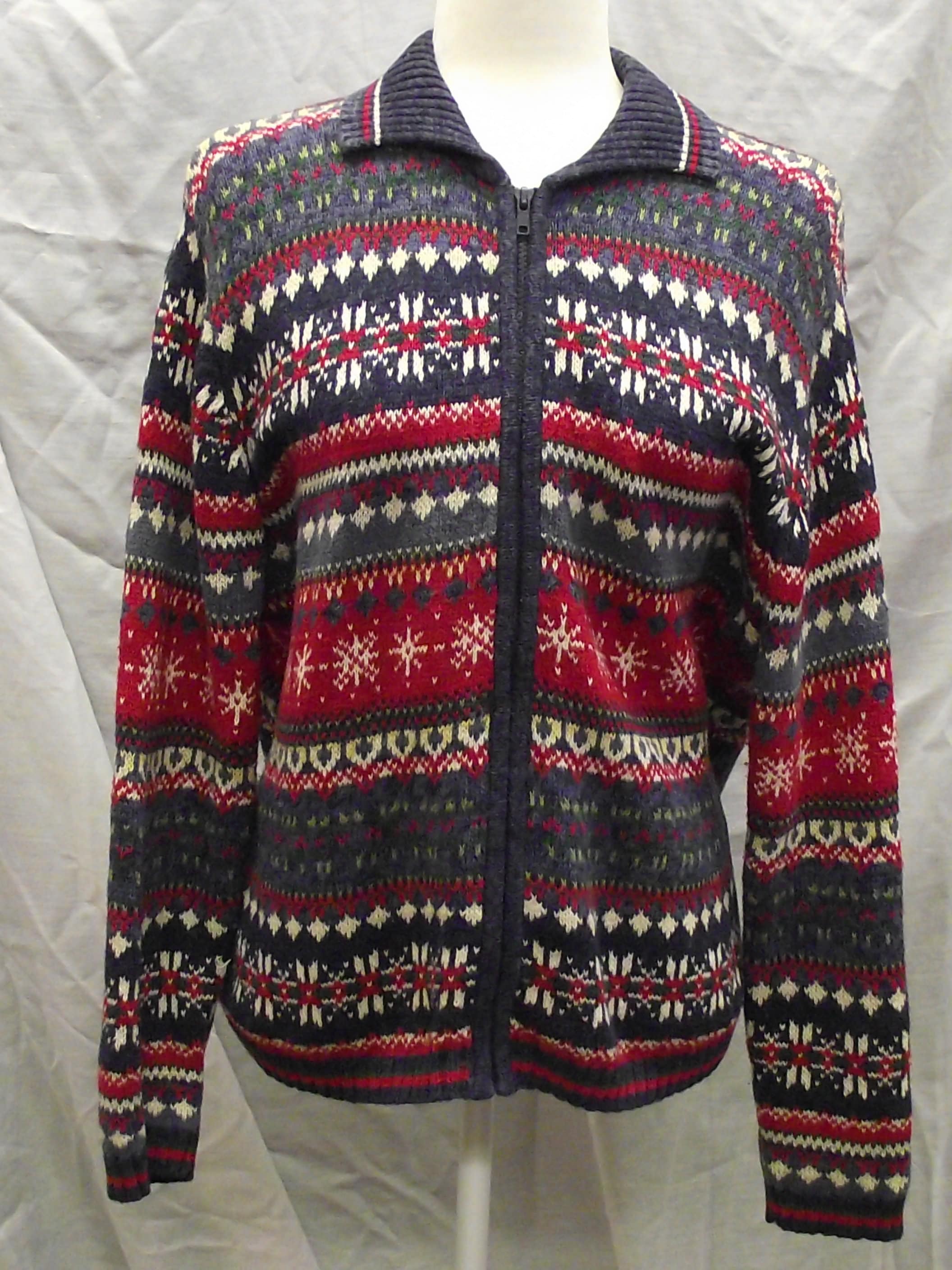 Vintage Tiara International Cotton Knitted Zip Front Sweater