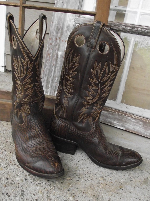 Dan Post Finger Hole Shaft Dark Brown Cowboy Boot… - image 3