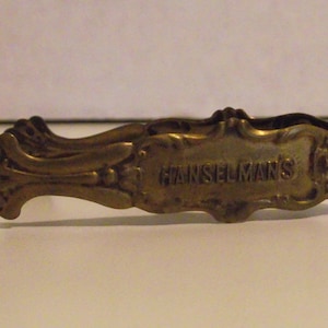 Hanselman’s Advertisement Stamped Tin Sugar Serving Tongs Early 1900’s Hotel Collectible Vacation Antique B&B Holiday Coffee Memorabilia