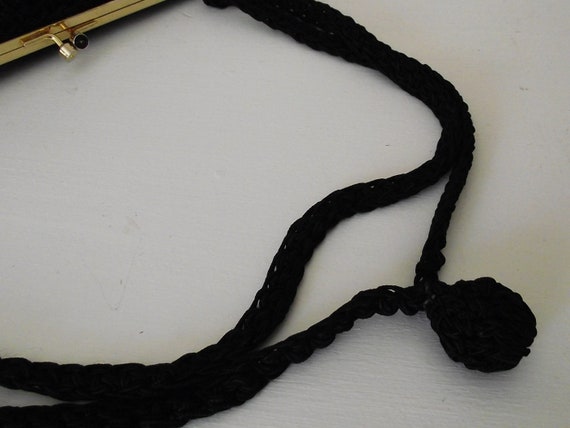 Edwardian Victorian Style Black Crocheted Hand Ba… - image 2