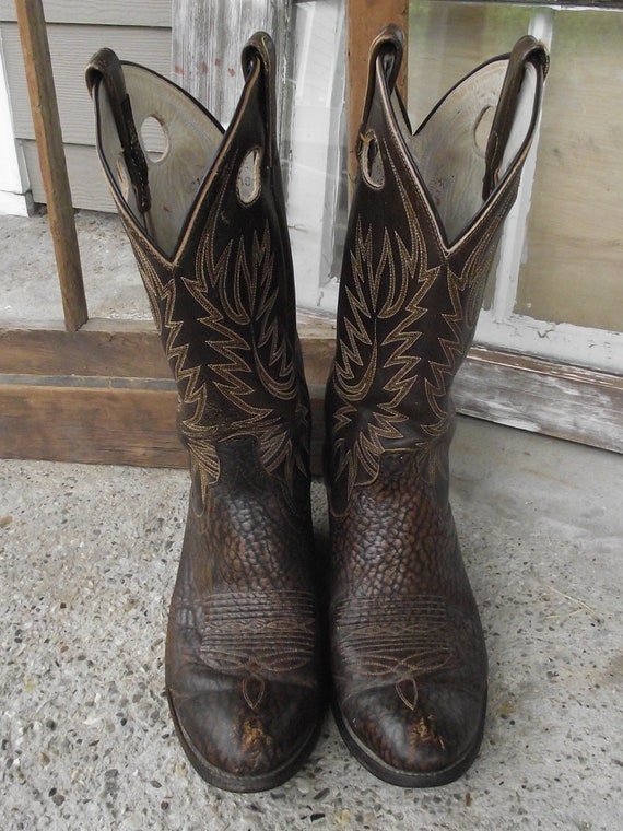 Dan Post Finger Hole Shaft Dark Brown Cowboy Boot… - image 2
