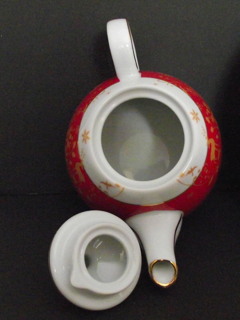 Sorelle Fine Porcelain Single Serve Tea Set Reindeer Red White Etsy