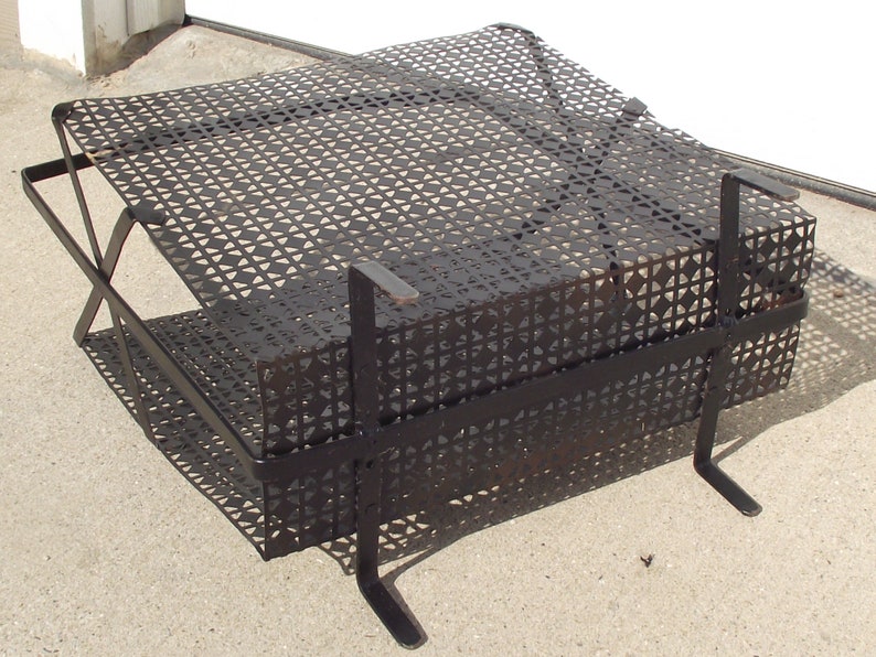 Black Iron Diamond Geometric Pattern Footed Magazine Rack MCM Home Décor Up Cycle Craft Storage Trendy Metro Urban Eclectic Furnishings image 8