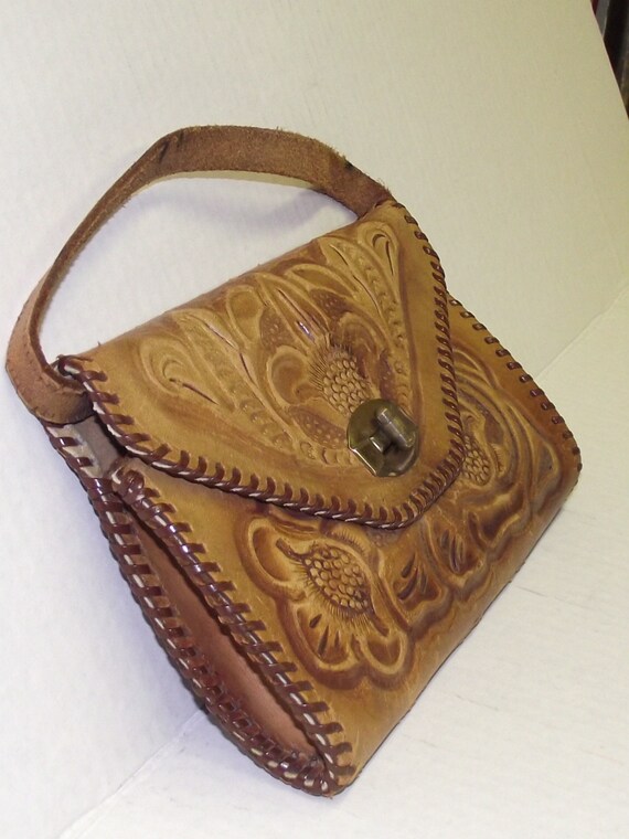 1940’s Western Saddle Bag Purse Style Hand Tooled Thi… Gem