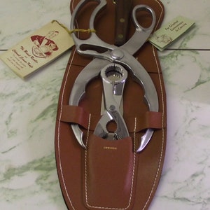 Celebrity House The Perfect Host Carving and Serving Set 3 Piece NOS DS Chrome Roast Ressler & Colonel Carver Knife w/ Cowhide Case Box MCM