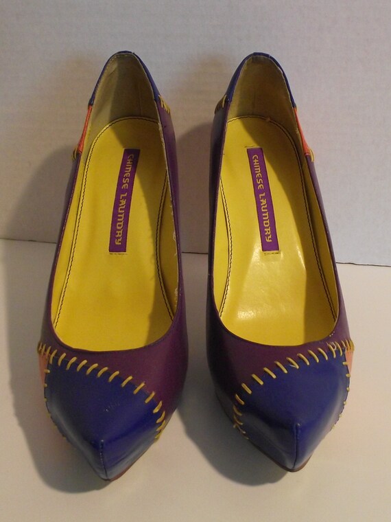 Chinese Laundry Patchwork Leather Pointy Toe Lace… - image 3