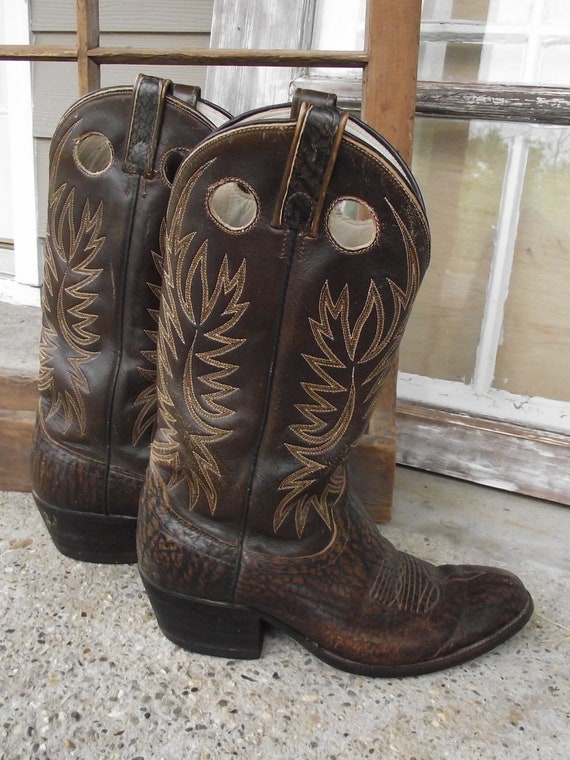 Dan Post Finger Hole Shaft Dark Brown Cowboy Boot… - image 4