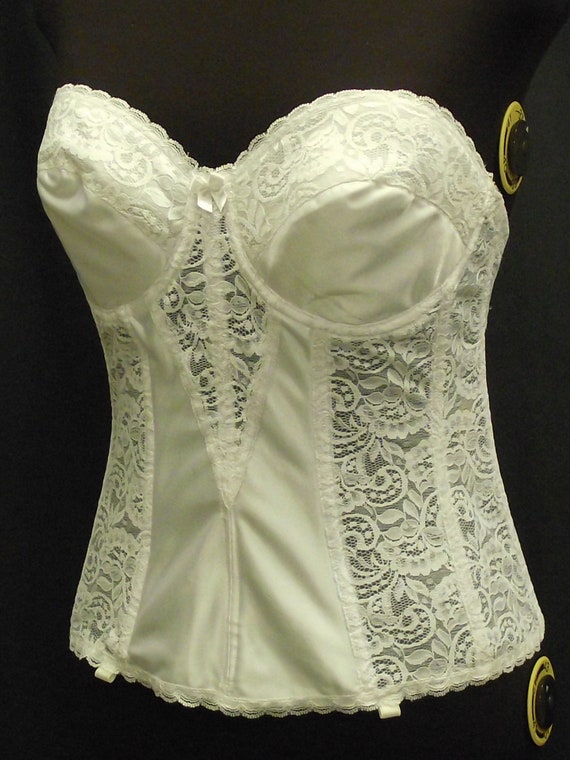 Va Bien Sz 38C Bustier See Threw Lace Plastic Boning Corset Bridal Sexy  Sweetheart Neckline Garter Loops Pin up Boudoir Honeymoon Lingerie - Etsy