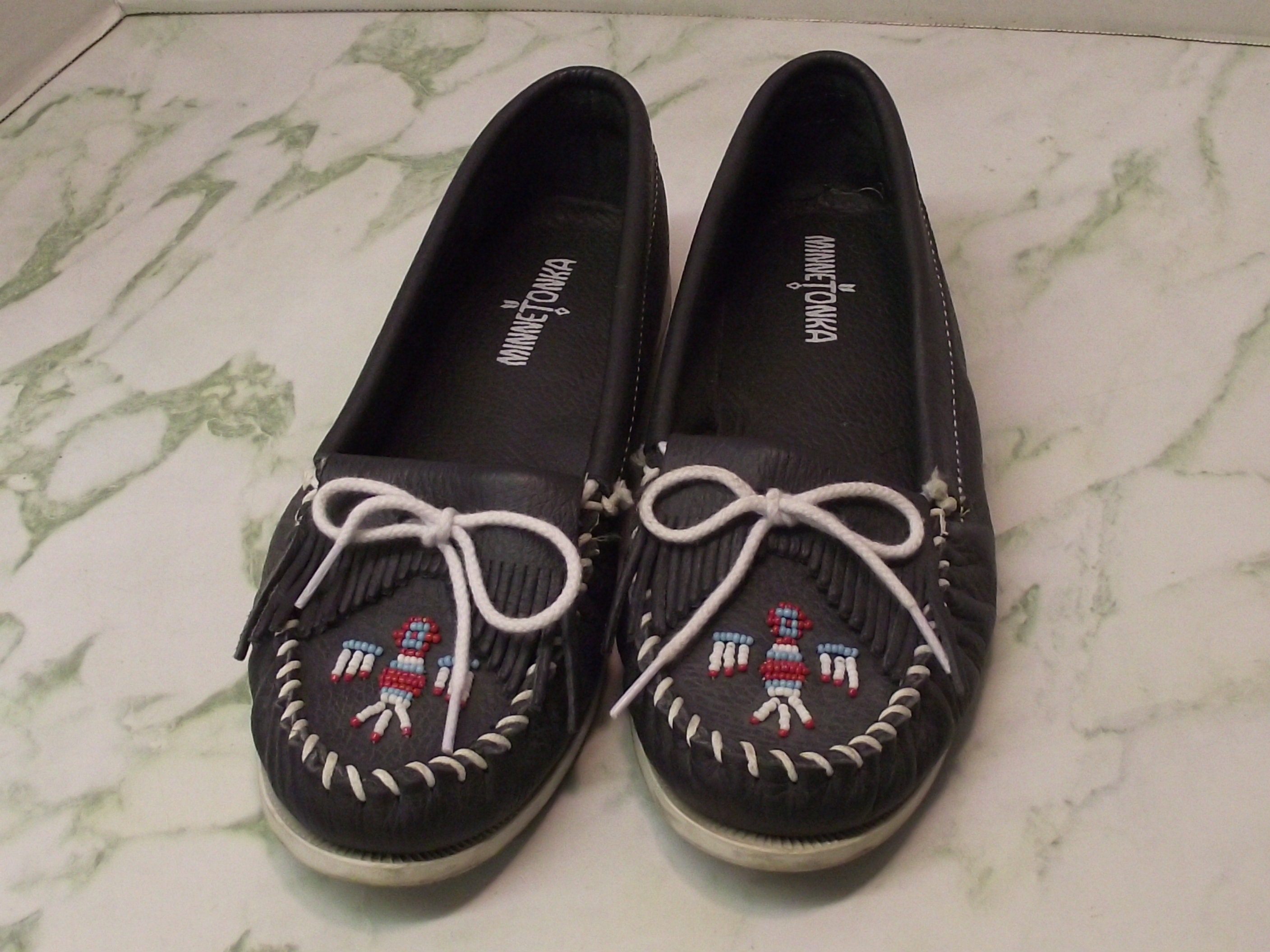 Minnetonka Charcoal Hard Sole Slip on 