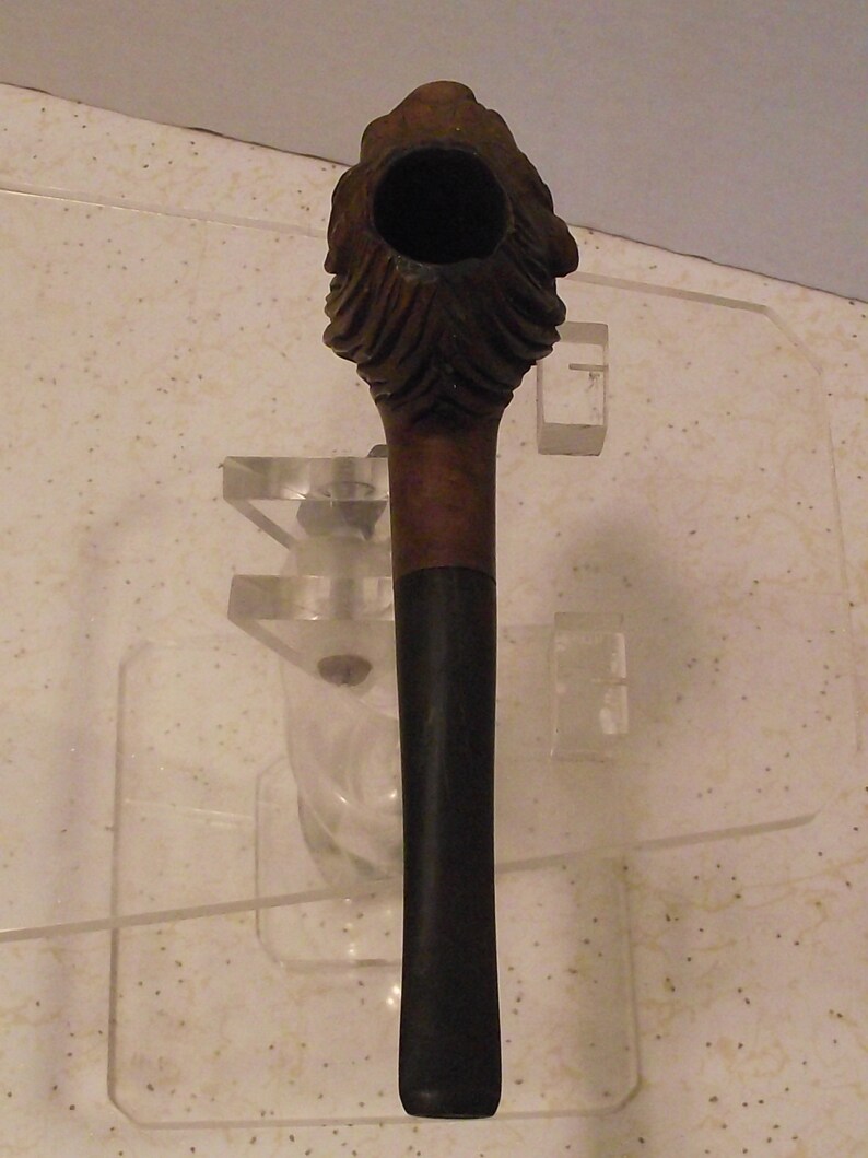 Vintage 1920\u2019s-30\u2019s Hand Cut Briar Full Male Lion\u2019s Head Wood NOS Pipe Tobacciana Collectible Smoking Memorabilia Hipster Cottage Chic Folk