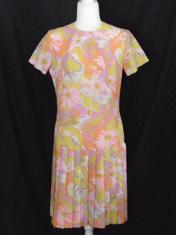 1960-70’s Lora Lenox Sculptured Charm Dress Sz Lg… - image 1