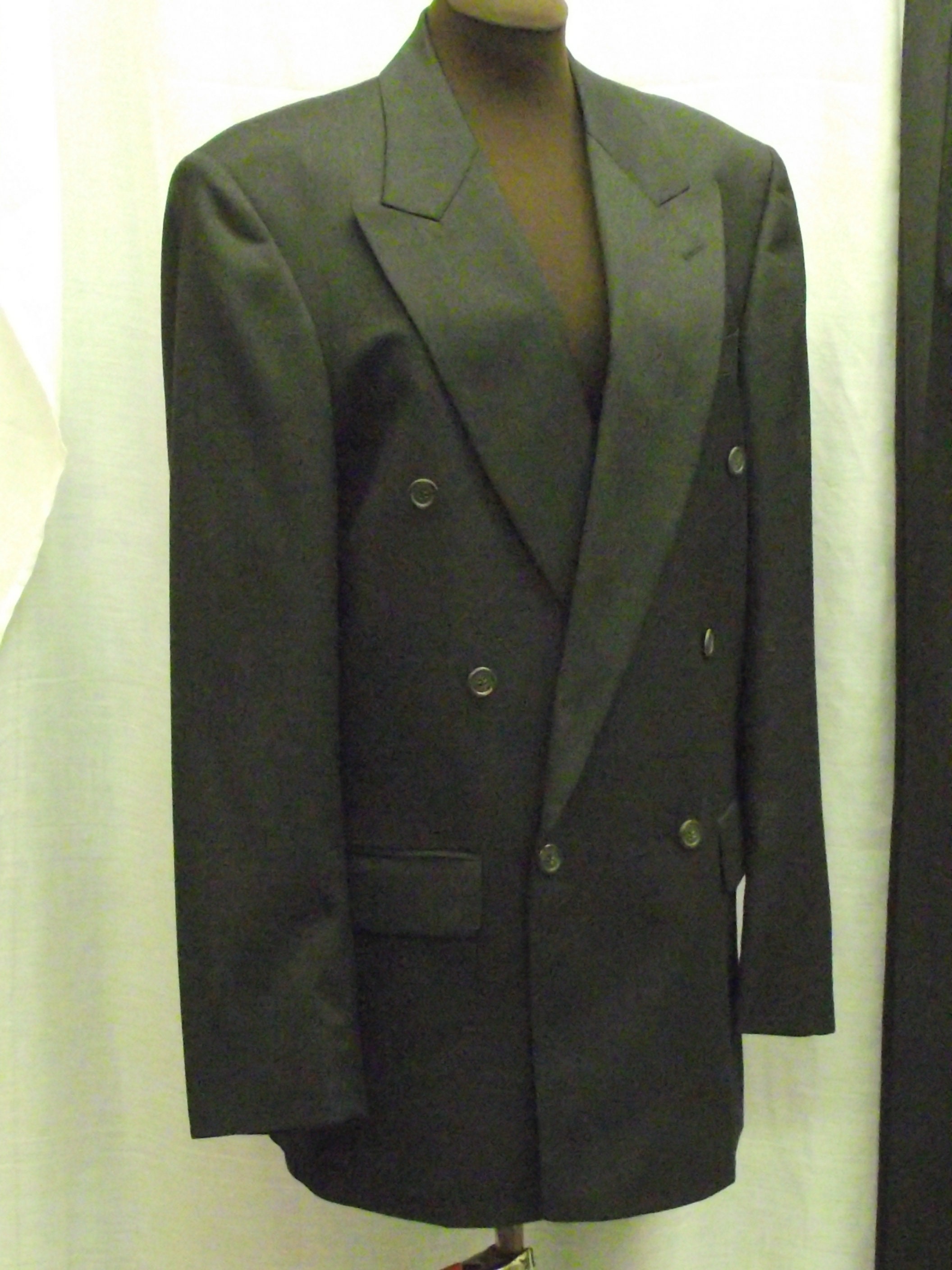 Balmain Black 2 Wool Double Breasted Suit Sz44/34 -