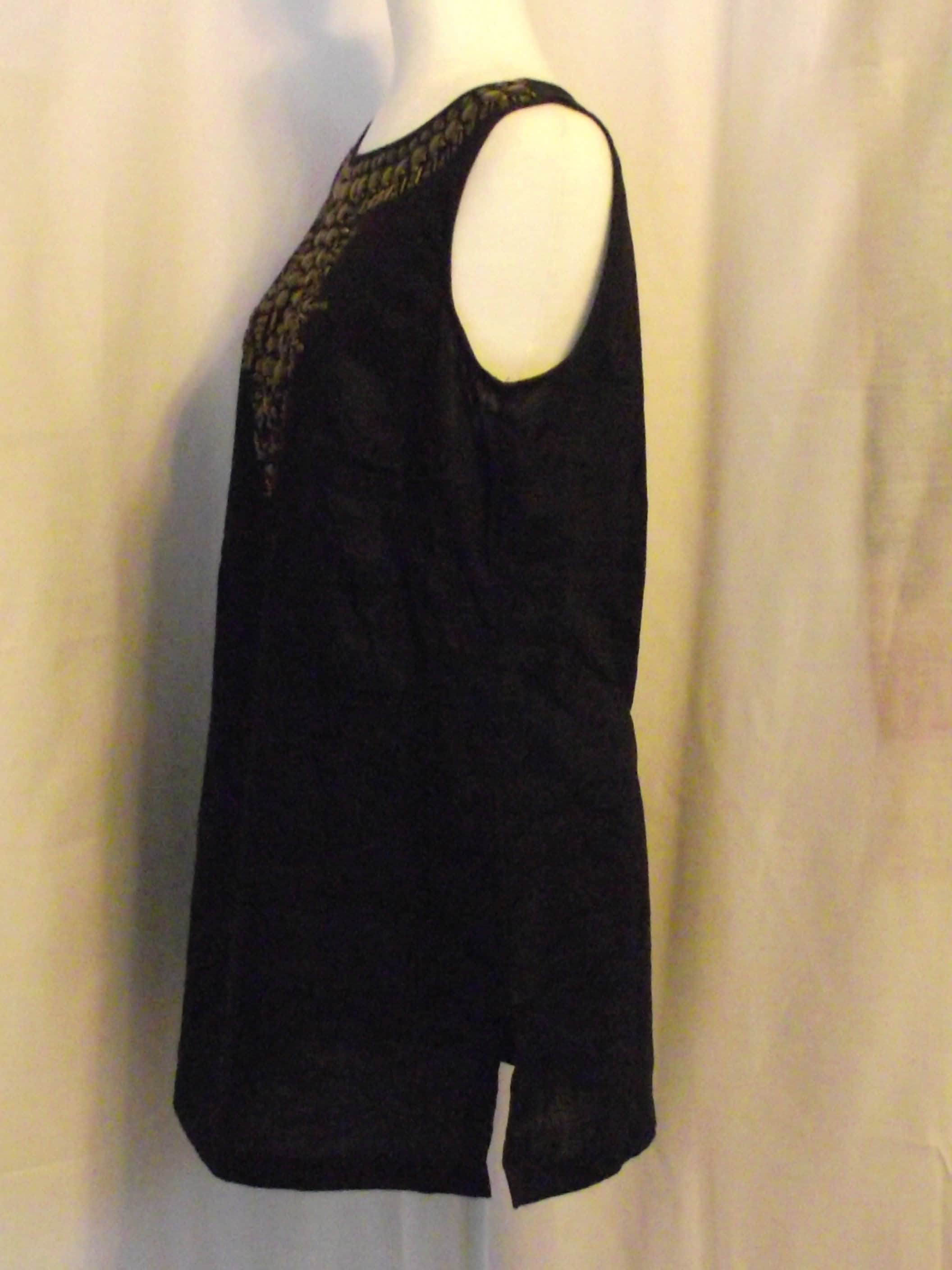 Black Linen Style & Co Sleeveless Tunic Tank Top Blouse | Etsy