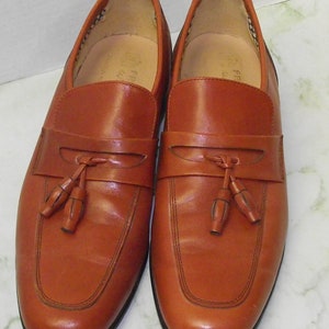 Freeman Wm. Joy Sienna Tanned Leather Men’s Slip On Loafer Shoe Sz 12M Casual Dress Professional Footwear Burnt Orange Tint Double Tassel