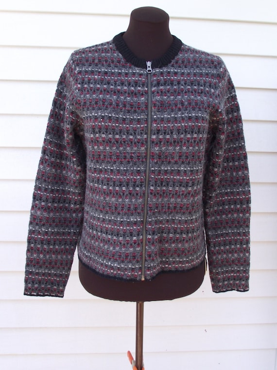 Woolrich Zip Front Cardigan Sweater Sz L/12-14 Gr… - image 1