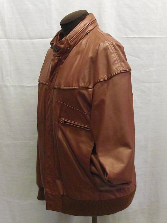 1960's Aberdeen Rust Brown Leather Bomber Racer Jacket Sz Men's 44