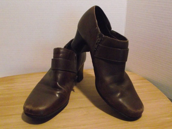 Clark Zip Ankle Boot Chocolate Wide Heel Shoe Sz … - image 2