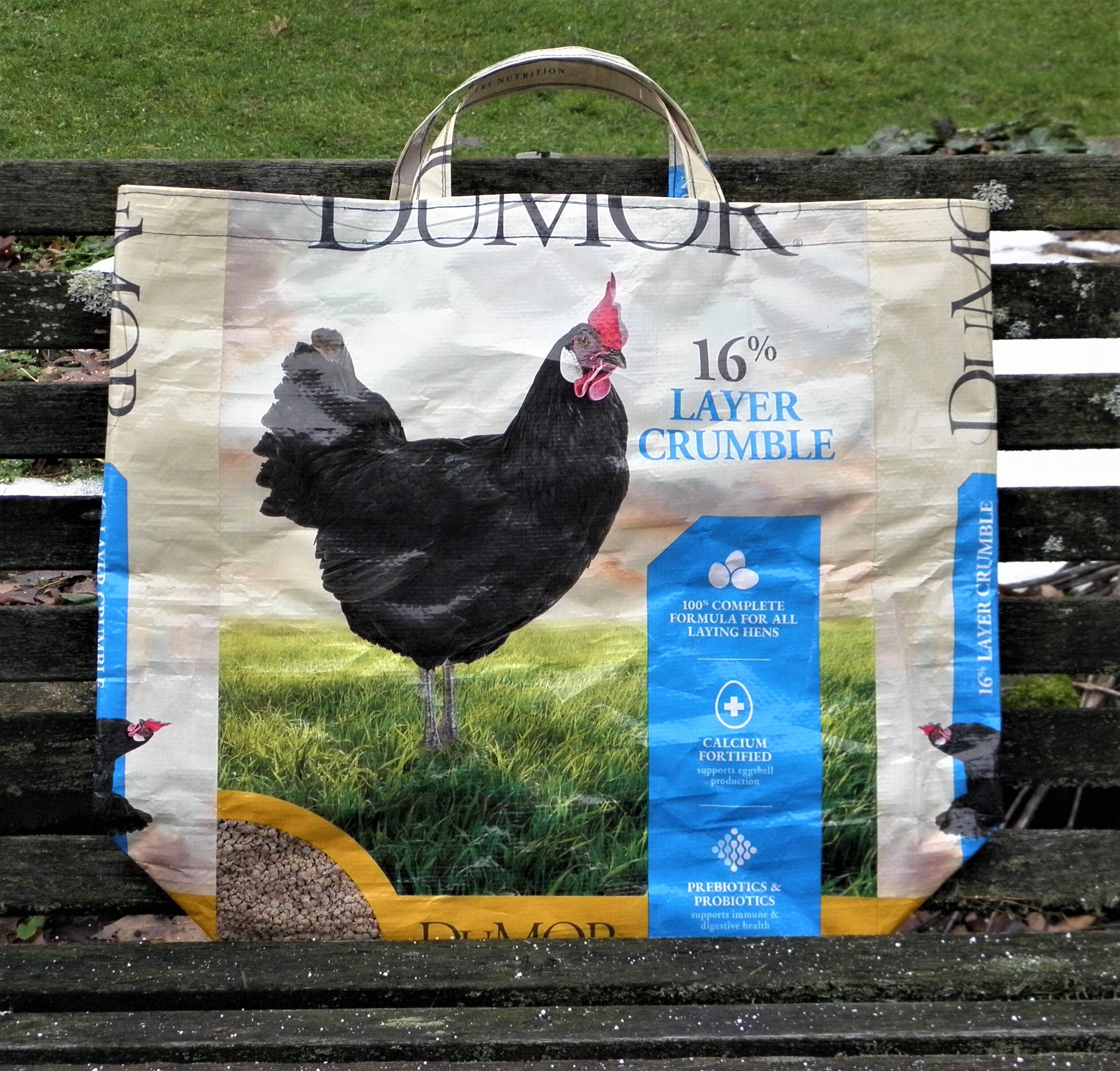 CHICKEN TOTE BAG 3 pictures recycled plastic feed bags Etsy