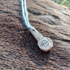 Hand Carved Oak Mjolnir Amulet