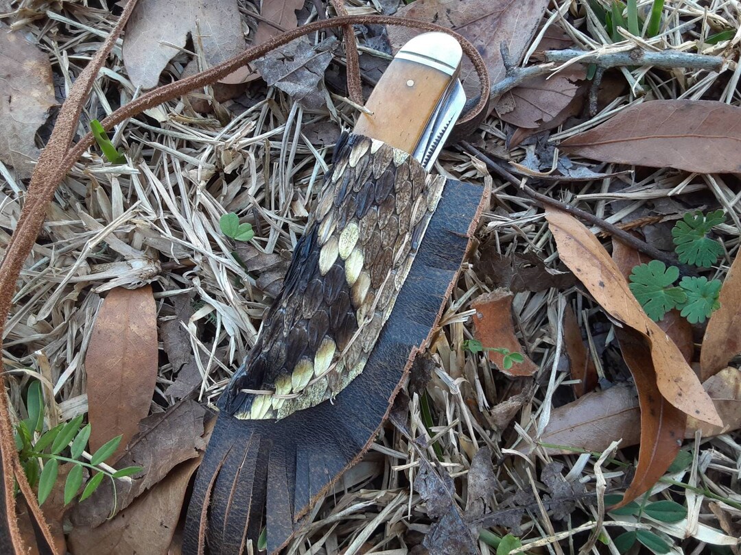 Snakeskin Fringe Folding Knife Sheath Etsy