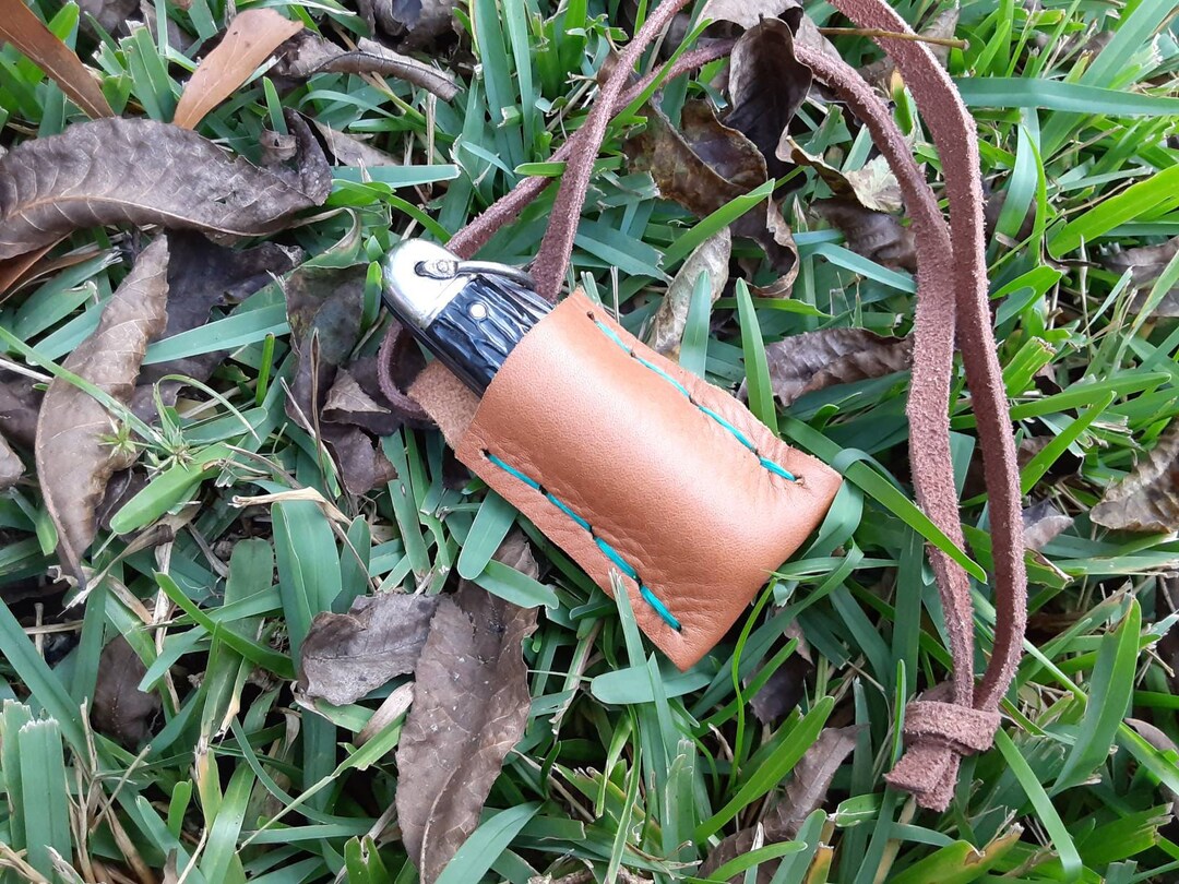 Leather Folding Knife Neck Sheath Etsy