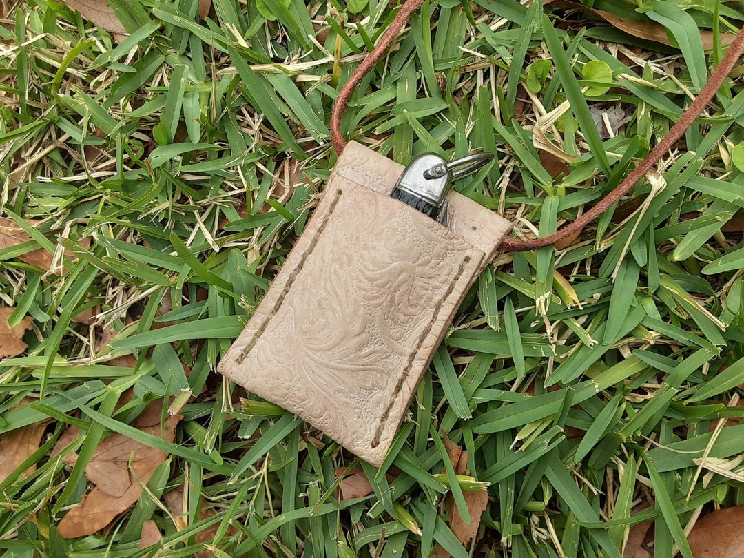 Leather Folding Knife Neck Sheath Etsy