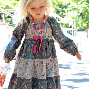 High-waist peasant dress pattern for girls toddler. Sewing | Etsy