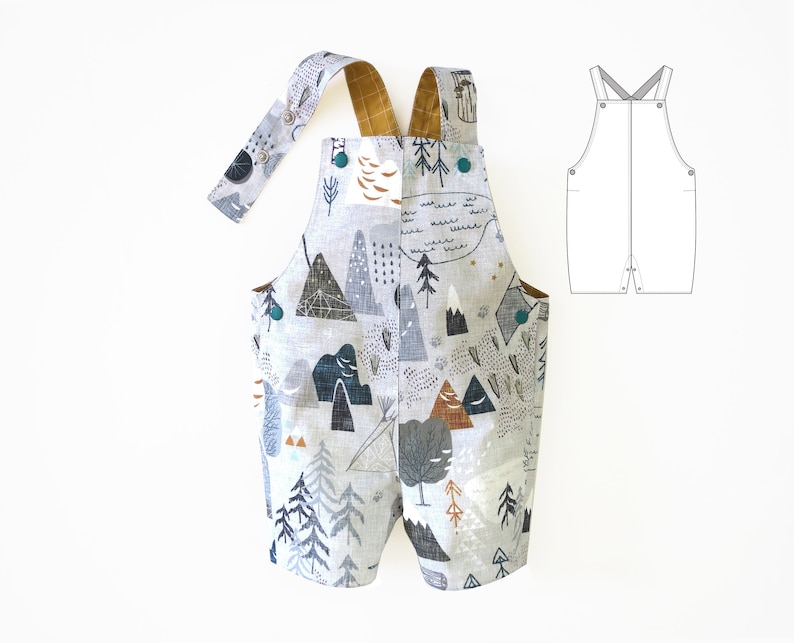 Baby dungaree pattern for boys and girls. Pattern bundle, 0 months to 2 years. image 1