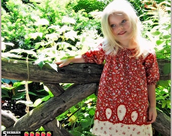 Peasant sewing dress pattern for girls, toddler. PDF clothing pattern and tutorial for children. Sizes: 12 months to 12 years.
