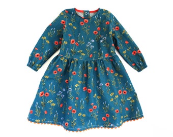 Baby & toddler girl dress pattern. Long sleeve dress PDF pattern. 0m-6y
