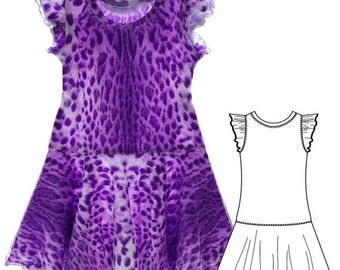 Jerseygebreid jurkpatroon voor meisjes, peuters. PDF-patroon voor kinderen naaien. Maten: 2j-12j