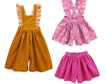 Melbourne girls overall pattern bundle. PDF sewing pattern. 0m-13y