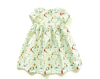 Easy-to-make girls dress pattern. Toddler, baby, infant, newborn girls sewing PDF pattern. 0m-6y
